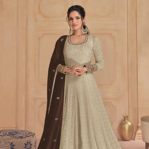 strapless open back dress Light Blue Chiffon Anarkali Gown  Side-Open Party Wear Formal Dress   Zarveil