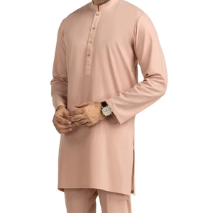 Dernier design traditionnel ethnique afghan musulman, shalwar kameez noir pour homme, costume 2 pièces, style col respirant, style régulier, fête, hiver - Product Image 1