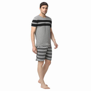 Conjunto de camiseta y pantalones cortos deportivos de algodón para hombre de estilo sencillo único, ropa informal de verano tejida con cordón - Product Image 1