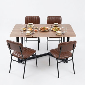 Table à manger moderne en contreplaqué de 1,4 m et 4 chaises bleues rembourrées (CBBA102) - Product Image 1
