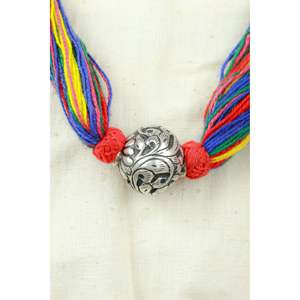 Collar de Plata 925 con Bolas Multicolor Noor Chitai, Cadena de Eslabones Chapada en Oro Doori, Estilo Bohemio, con Diamante como Piedra Principal, Joyería de Latón - Product Image 1