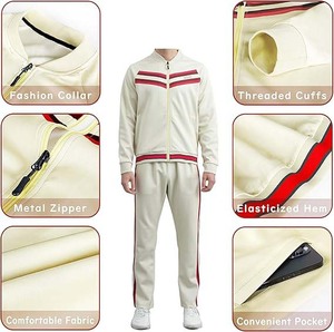 Survêtements décontractés pour hommes Combinaisons de jogging à manches longues Ensembles de survêtements Vestes de survêtement, 100% coton - Product Image 5