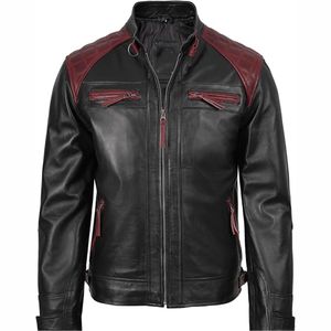 Premium Quality 2025 100% Cowhide Slim Fashion Biker Jacket Unisex <b>Genuine</b> Leather Stand Collar Front Logo XL Size for Winter - Product Image 2