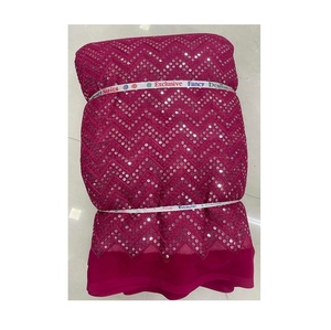 High Quality Exclusive Cotton Georgette Fabric Knitted Dress Material with Embroidery Sequence for Suits Available Export Price - Product Image 1