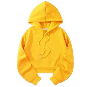 Sweat-shirt à capuche court pour femme, pull-over, haut à capuche uni, fournisseur OEM ODM personnalisé en marque blanche, vente en gros - Product Image 1