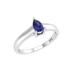 Anello in Argento Sterling 925 con Tanzanite Naturale Taglio a Pera 5x3mm, Gioielleria Fine - Product Image 4