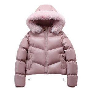 Abrigos de Invierno para Mujer, Chaqueta Acolchada de Cuero PU, Chaqueta Corta Acolchada, Abrigos y Chaquetas de Moda Cálida - Product Image 2