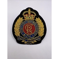 Badges brodés à la main personnalisés de style vintage à coudre, en gros, du Corps des Ingénieurs Royaux, avec fil de soie doré sur feutre