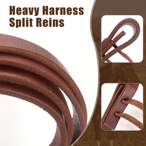 Arnés extra pesado Riendas divididas 5/8 "x 7 'Riendas de cuero flexibles de calidad premium Marrón ponderado Roto en sensación Acabado de aceite pesado - Product Image 3