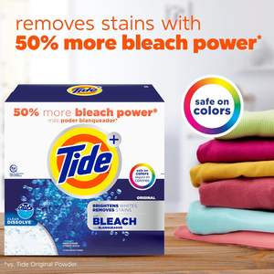 Détergent à lessive en poudre Tide avec blanchiment, parfum original, 89 lavages, 129 oz - Product Image 5