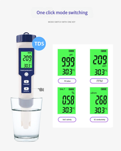 5 1 मल्टीफंक्शनल पोर्टेबल ph मीटर सैलिनोमीटर पानी की गुणवत्ता वाले प्लास्टिक के लिए तापमान स्पॉट परीक्षक - Product Image 6