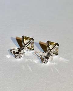 Radiant Cut Lab Grown Diamond Earring Radiant Cut Stud Earring 2 + 2 Ct CVD Canary Yellow Diamond Stud Earring White Gold VS1 - Product Image 5