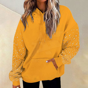 Custom Women Rhinestone Hoodies With Relaxed Streetwear Style And <b>Decorative</b> Shiny Detail For Trendy Looks - Product Image 2