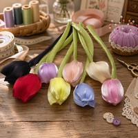 Bunga Kain Grosir, Kuncup Bunga Tiruan Gaya Korea, Bunga Buatan untuk Kerajinan DIY, Aksesoris untuk Topi, Jepit Rambut, Sentuhan Realistis