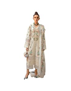 Nouvelle collection de pelouses en soie brodées pour femmes manches longues pakistanaise Shalwar Kameez robe chemise de fête de mariage avec style indien - Product Image 1