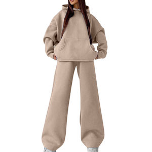 ชุดลำลองผู้หญิงแบบ OEM/ODM ชุดเซ็ท 2 ชิ้น ชุดวอร์มแบบสั่งทำ แบรนด์ส่วนตัว ชุดแทรคสูทขนาดใหญ่ และชุดออกกำลังกายคุณภาพสูง - Product Image 3