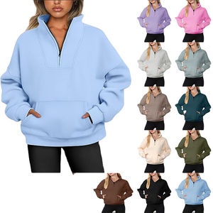 Jersey de gran tamaño para mujer, sudaderas de lana, sudaderas con capucha de manga larga con bolsillos con cremallera, estampado Y2K, trajes bordados de invierno y otoño - Product Image 1