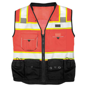 สีที่กําหนดเองอุตสาหกรรมก่อสร้างปรับแต่งโลโก้สะท้อนแสง Hi Vis ชุดป้องกัน Workwear เสื้อกั๊กความปลอดภัยในการทํางาน Hi Vis พร้อมกระเป๋า - Product Image 3