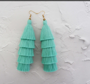 Boucles d'oreilles à pampilles en couches Aqua Five, boucles d'oreilles à franges Boucles d'oreilles à franges-Or-Long - Product Image 2