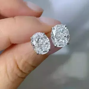 925 <b>Sterling</b> <b>Silver</b> 4Ct Round Brilliant Cut Moissanite Diamond Vintage Women's <b>Stud</b> <b>Earrings</b> by Tishya Jewellers - Product Image 4