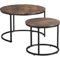 Ensemble de 2 tables basses empilables rondes modernes avec cadre en métal mat et dessus de table pour le salon