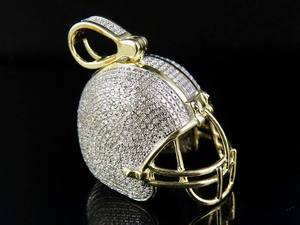 Colgante de Diamantes de Oro Amarillo de 14k con Baño de Rodio Estilo Hip Hop Luxira con Engaste de Garra y Diseño de Casco de la NFL, 4.25 Quilates, para Hombre - Product Image 6