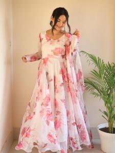 2024 Summer New Fashion O-Neck Crepe Rayon Woven <b>Patchwork</b> Floral Print Washable Casual Girls' Women's Long Plus Size Dress - Product Image 3