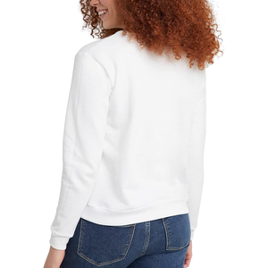 Sudadera Blanca de Cuello Redondo para Mujer, Manga Larga, 100% Algodón, Tejido de Punto, Color Sólido, Transpirable, Ropa Casual de Otoño - Product Image 2