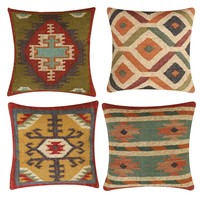 100% Jute tissé à la main indien maison décorative canapé housse de coussin bohème Vintage Kilim taie d'oreiller jeter lit chambre taies d'oreiller