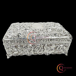 Joyero de Metal de acero de alta calidad, caja de acabado de plata alemana de forma cuadrada, joyero disponible para mujeres y niñas, suministros - Product Image 1