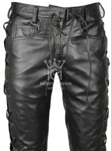 Best Quality Men's Genuine Leather Canvas Straight Pants-Lightweight Eco-Friendly Waterproof Breathable High Street Style - Product Image 3