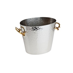 Finition martelée exclusive grandes poignées d'anneau de refroidisseur de vin en cuivre caractéristiques LED vente de fête refroidisseurs de glace de boisson de vin personnalisés - Product Image 6