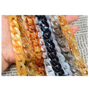 Fashion Multi-color 18K Gold Plated Chunky Chain Bracelet Stainless Steel Acrylic Resin <b>Plastic</b> Bracelets for Women - Product Image 1