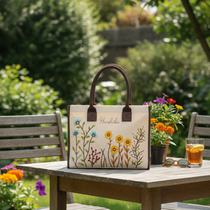 Bolso Tote Personalizado con Bordado de Girasol y Cierre, Auténtico, para Todas las Temporadas, Bolso de Mano de Lujo para Bodas, Reuniones, Días Normales y Visitas - Product Image 2