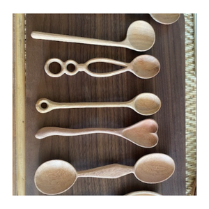 Cucharas de cocina de madera ecológicas Utensilios ovalados de mango largo de haya para mezclar y hornear - Product Image 3