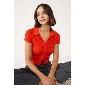 Camiseta con Cuello Polo y Adorno Completo de Piedras en la Parte Delantera - Product Image 4