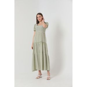 Robe longue en lin rayée vert pistache pour femme Topshow - Robe maxi décontractée élégante pour les vacances d'été - Product Image 4