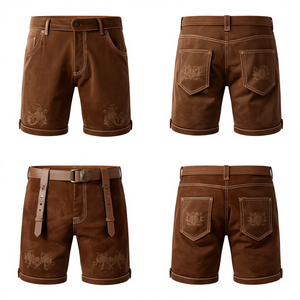 Pantalones Cortos Bávaros de Gamuza Genuina para Hombre, Personalizados, Tradicionales para Oktoberfest, con Bordado, Fabricante OEM, Venta al Por Mayor - Product Image 2