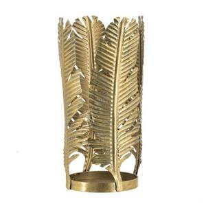Porte-bougie votive en métal au design unique avec support votif fini enduit de poudre dorée pour centre de table à la maison - Product Image 1