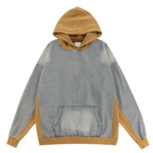 Sweat à capuche zippé pour homme en polyester/coton avec impression numérique délavée à l'acide, coupe oversize régulière à épaules tombantes, motif uni, hiver - Product Image 1