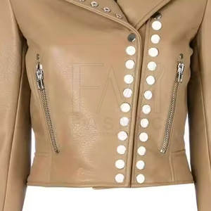 Nouvel arrivage de vestes en cuir pour femmes avec design personnalisé vestes de décoration à boutons tenue de mode! - Product Image 5