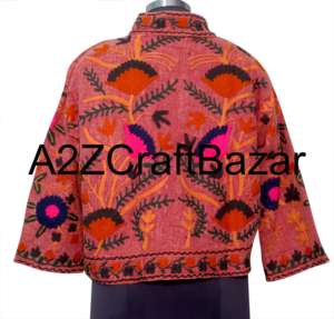 Chaqueta Bomber Vintage para Mujer, Bordado Suzani TNT, Ecológica, Transpirable, de Secado Rápido, Cuello en V, 100% Algodón Tejido - Product Image 5