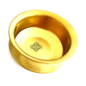 Tazón de Servir de Acero Inoxidable de Doble Pared IndianArtVilla con Acabado en Latón para Platos Briyani para Fiestas - Product Image 1