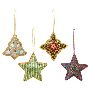 Handmade Velvet Satin Christmas Decorations Customized Beaded Embroidered <b>Star</b> Heart Butterfly Giraffe Ornaments Dog Ornament - Product Image 5