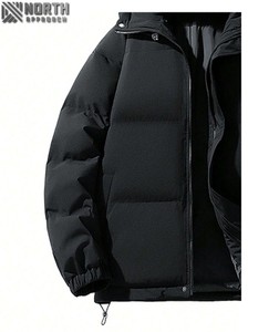 Vestes d'hiver unisexes en cuir matelassé pour hommes haute qualité 100% nylon personnalisé noir bulle design capuche amovible chaud fermeture éclair pour hommes - Product Image 5