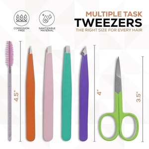 Juego de Pinzas para Cejas con Tijeras y Cepillo, Punta Puntiaguda de Acero Inoxidable, Reutilizables, Estilo Moderno, para el Cuidado de las Cejas, Cuidado Personal - Product Image 5