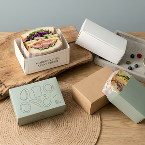 Boîte à sandwichs pour petit-déjeuner en papier, personnalisable, très vendue, pour emporter, avec couvercle, pour boulangerie - Product Image 5
