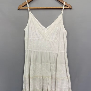 Tunique à fleurs de haute qualité à manches courtes imprimé fleuri Maxi robes minceur vague motif de points grande robe longue en mousseline de soie col en v - Product Image 1