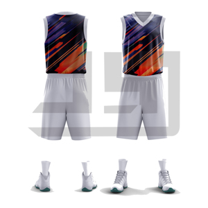 Ensemble de maillot et short de basketball personnalisé réversible, sublimé, respirant, tissu à séchage rapide, 100% polyester, ajustable, pour le sport - Product Image 6