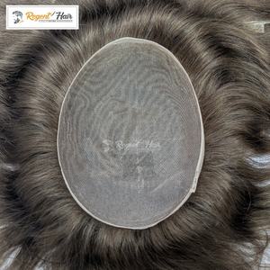 100% Remy cheveux humains main attachée trame homme pleine dentelle toupet vague naturelle Style droit vague d'eau disponible Stock pour la vente en gros - Product Image 5